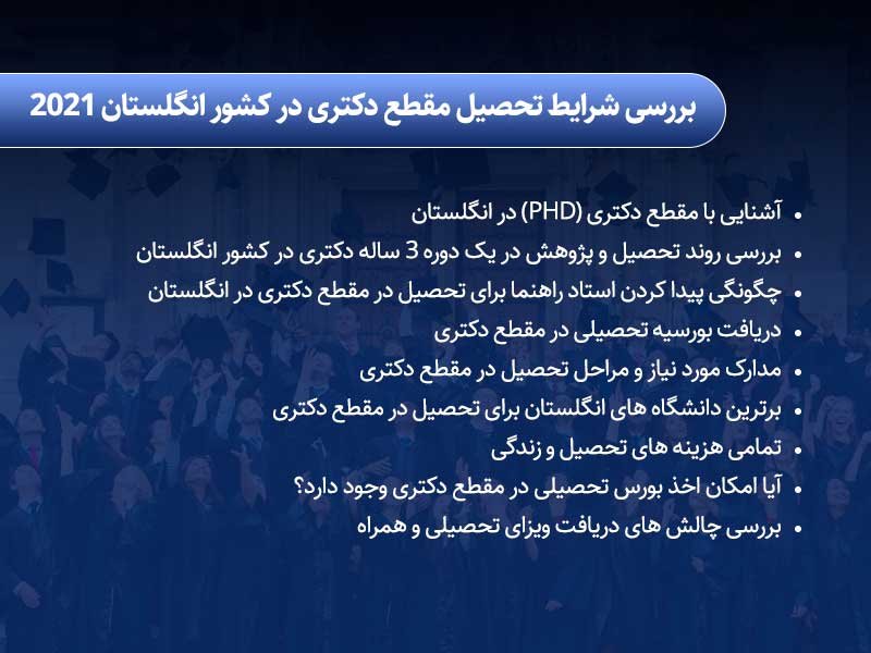 بررسی شرایط تحصیل مقطع دکتری در کشور انگلستان 2021